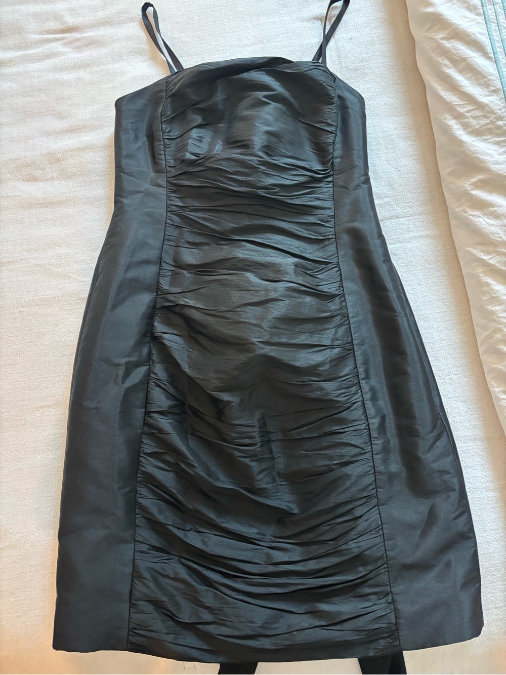 Karen Millen Black Ruched Spaghetti-Strap Dress